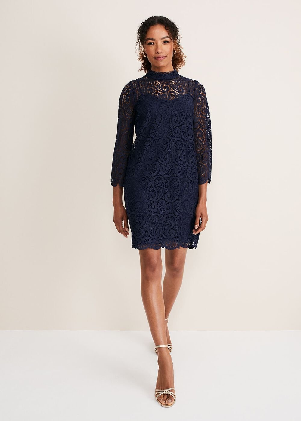 Verity Lace Shift Dress - Navy