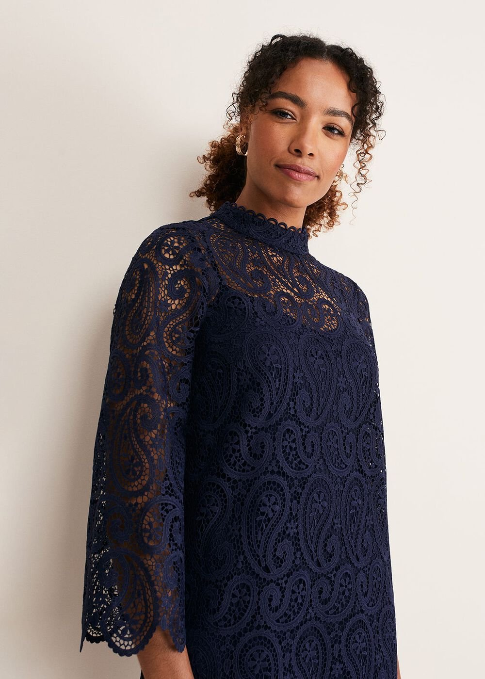 Verity Lace Shift Dress - Navy