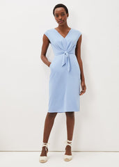 Adeliade Tie Front Dress - Pale Blue