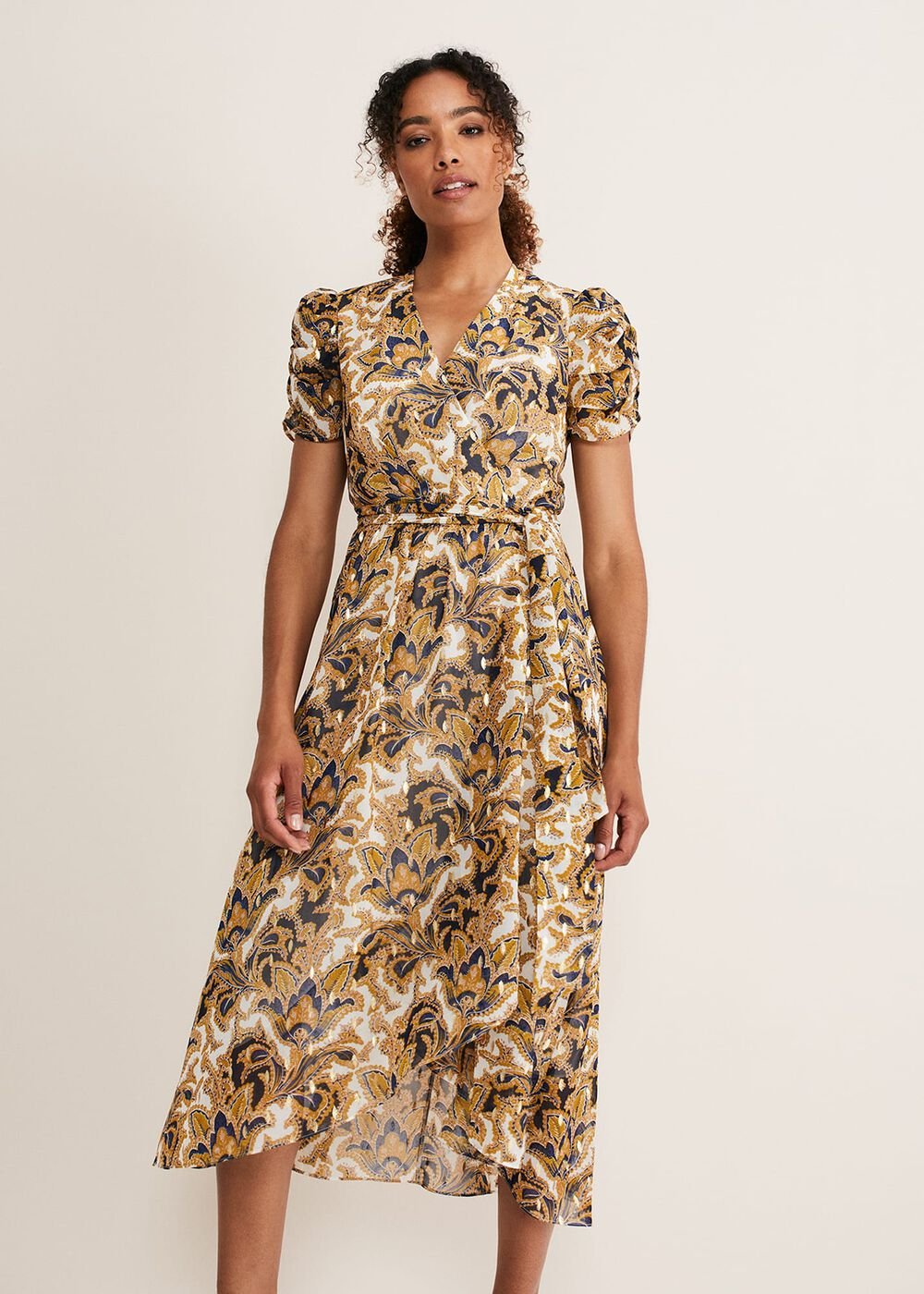 Floriana Shimmer Dress - Gold/Multi