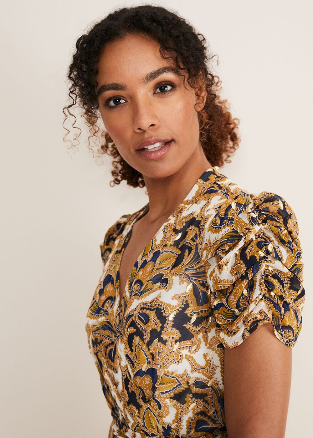 Floriana Shimmer Dress - Gold/Multi