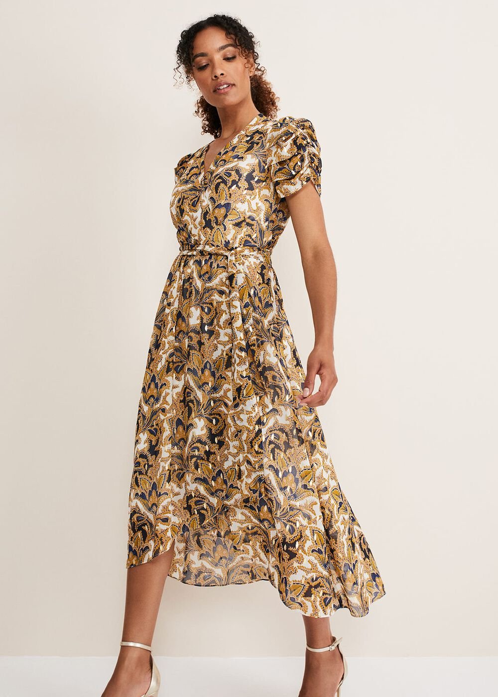 Floriana Shimmer Dress - Gold/Multi