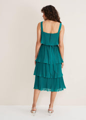 Arria Tiered Midi Dress - Malachite