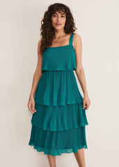 Arria Tiered Midi Dress - Malachite