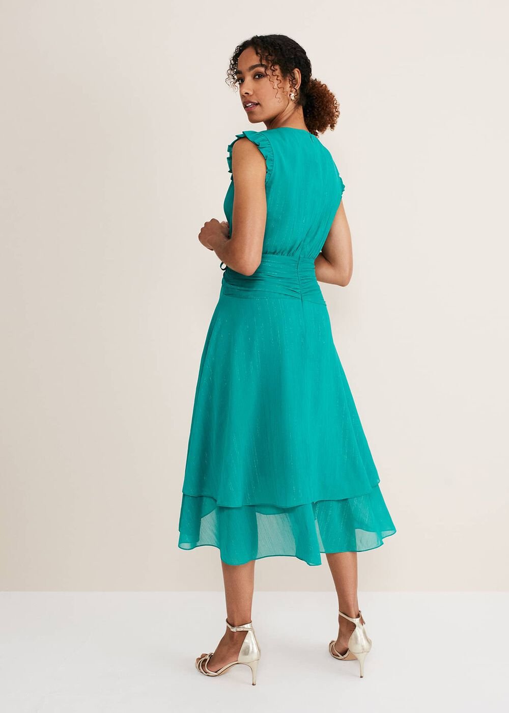 Cressinda Ruched Midi Dress - Peacock