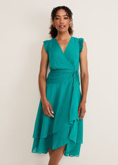 Cressinda Ruched Midi Dress - Peacock