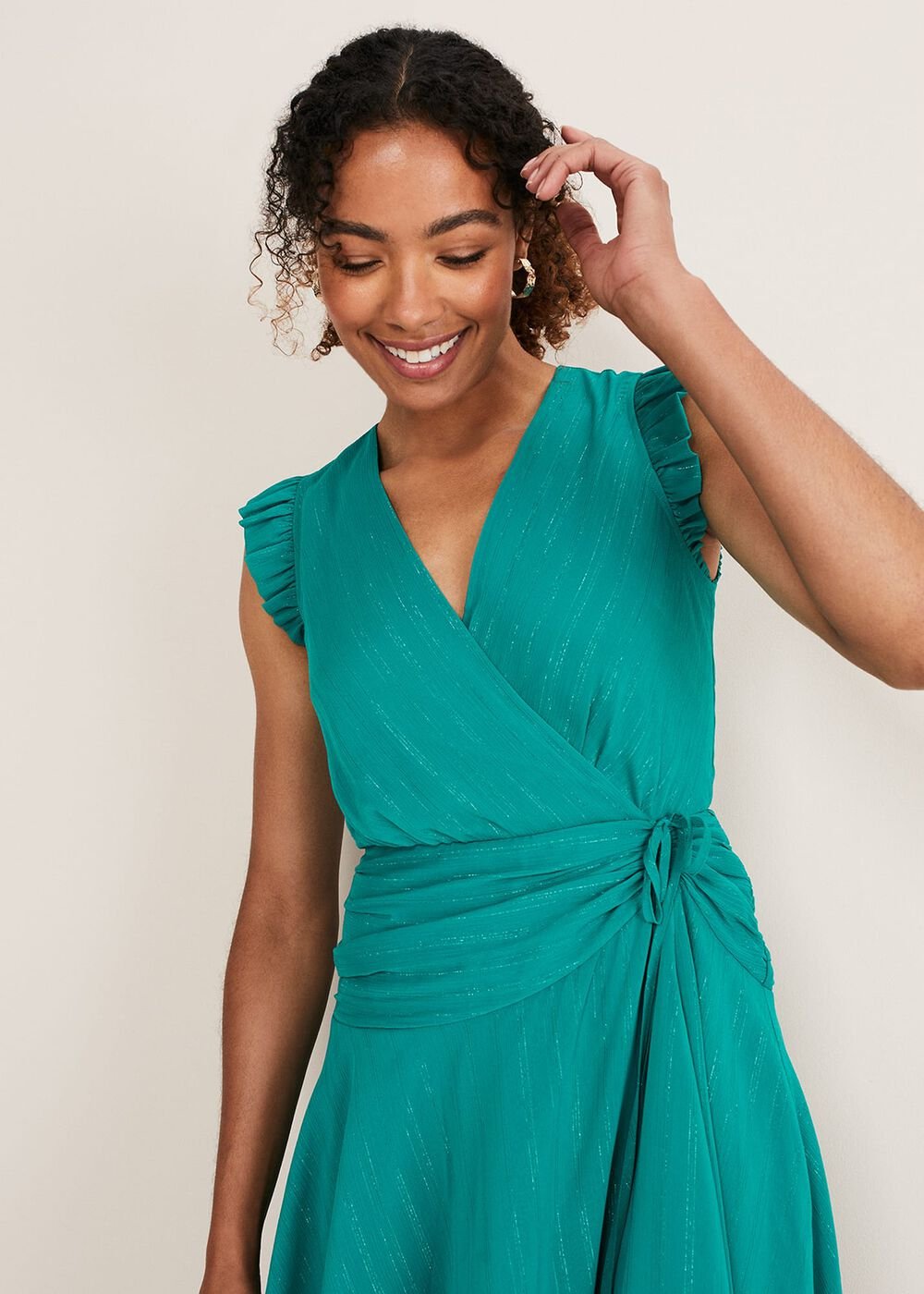 Cressinda Ruched Midi Dress - Peacock