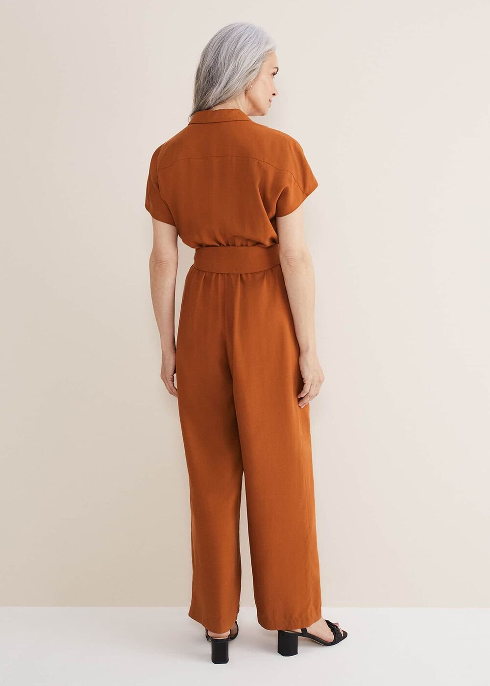 Cora Belted Jumpsuit - Burnt Orange