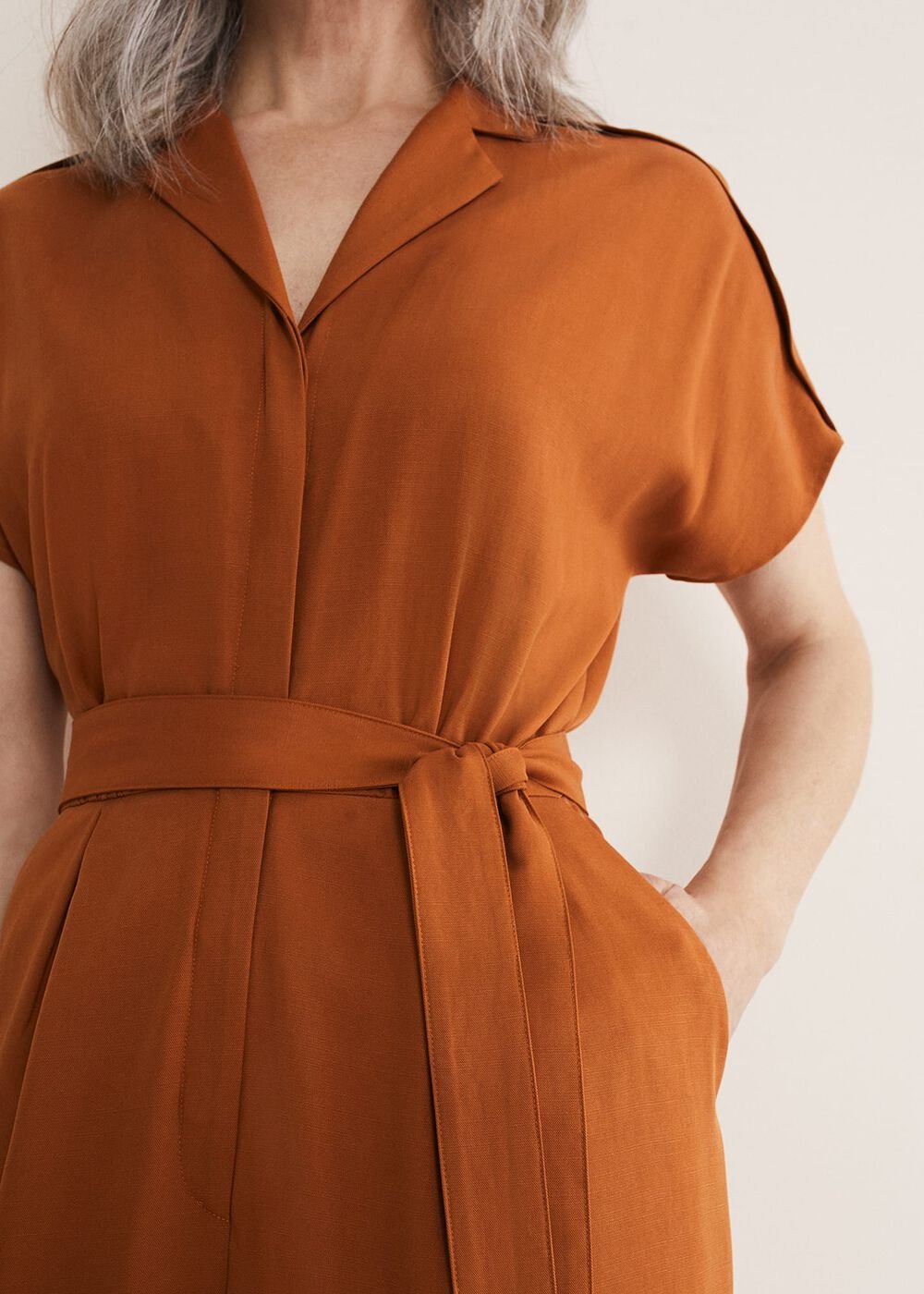 Cora Belted Jumpsuit - Burnt Orange