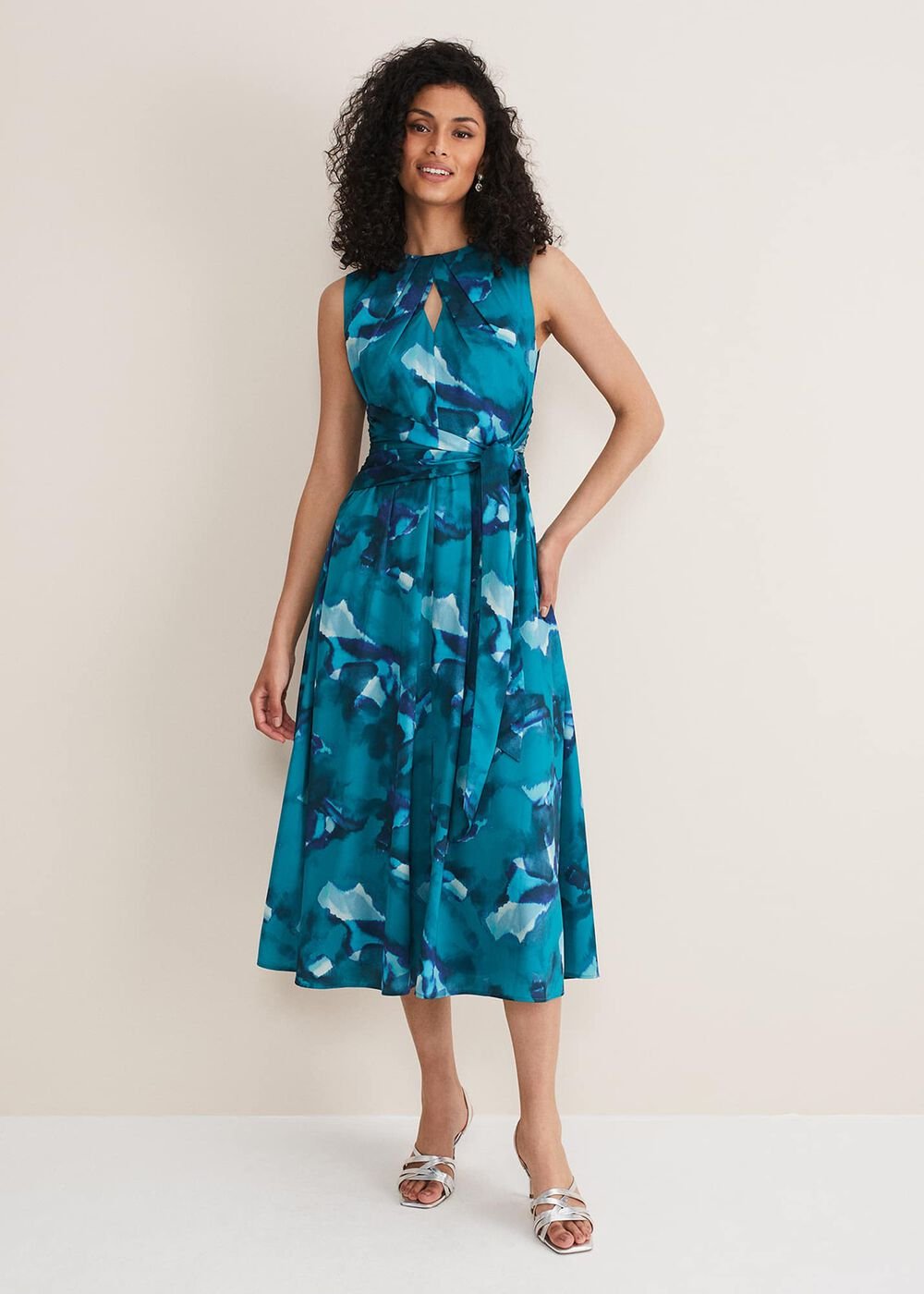 Corrin Butterfly Print Midi Dress - Malachite/Multi