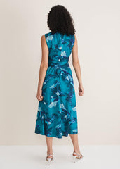 Corrin Butterfly Print Midi Dress - Malachite/Multi