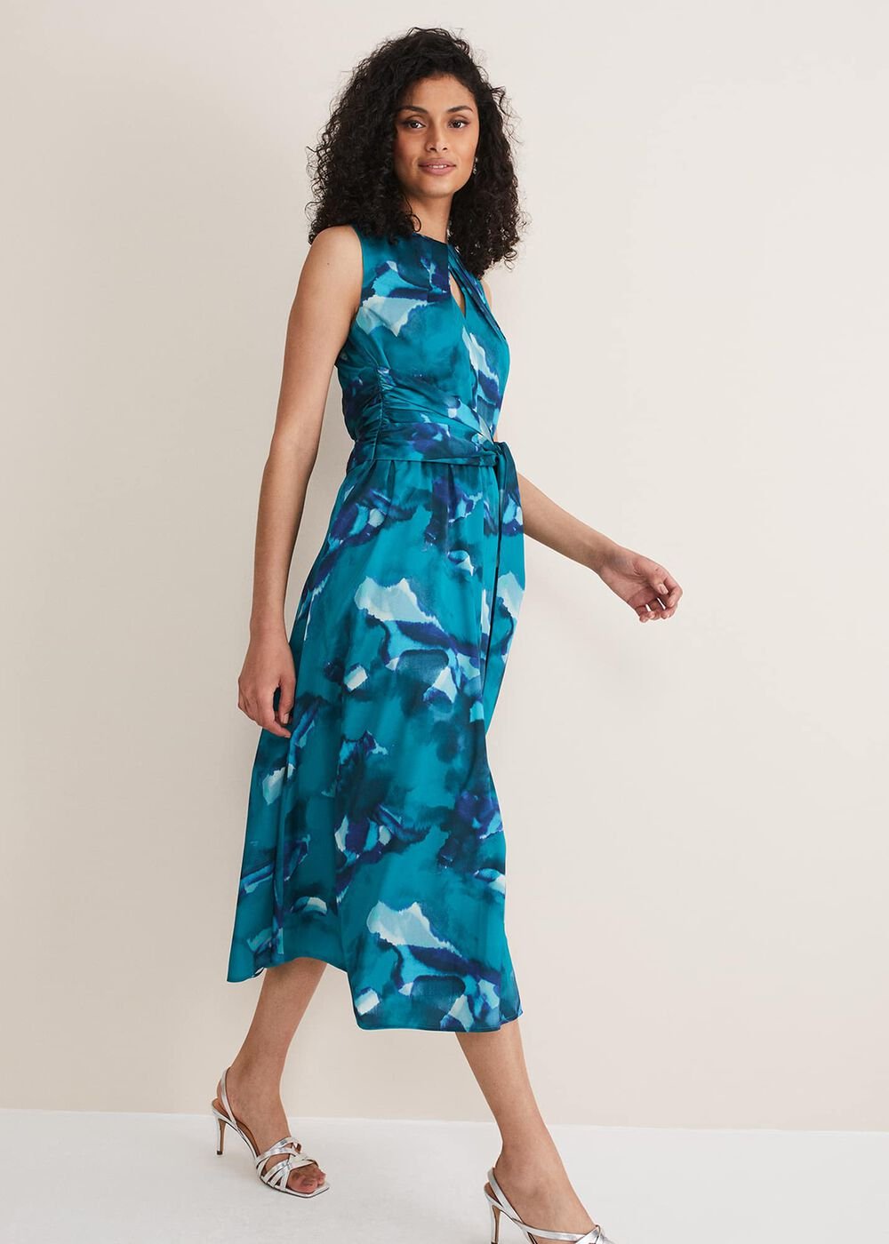 Corrin Butterfly Print Midi Dress - Malachite/Multi