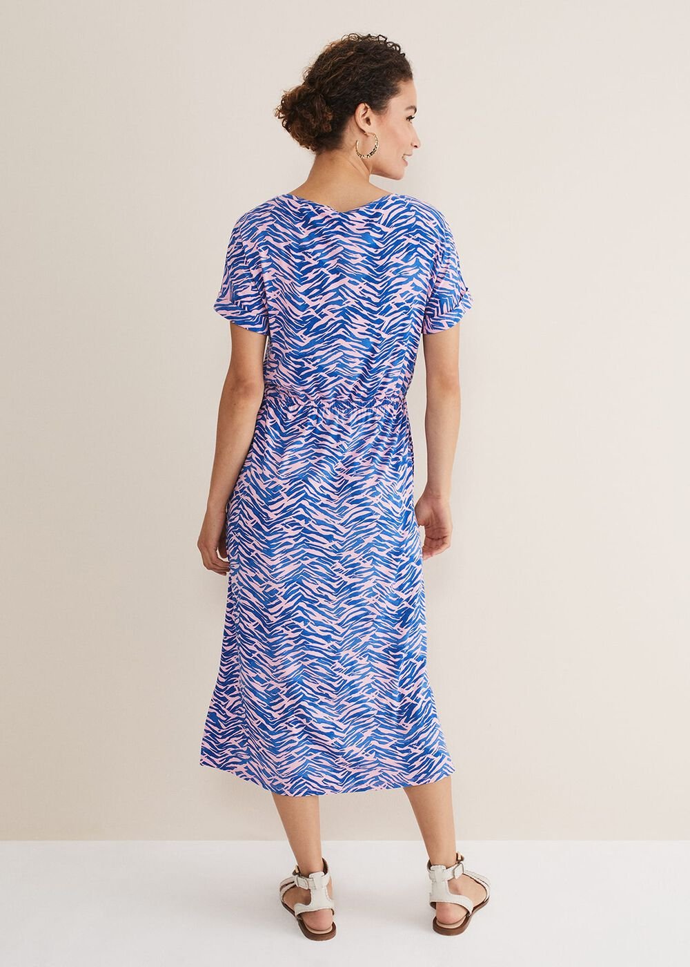 Alina Zebra Print Jersey Dress - Pink/Blue