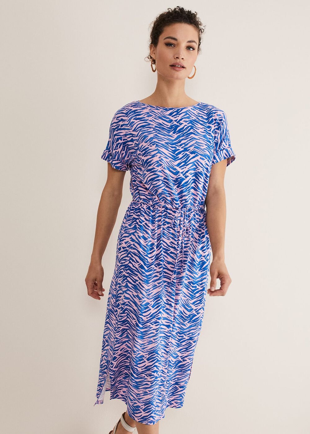 Alina Zebra Print Jersey Dress - Pink/Blue