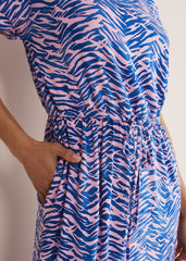 Alina Zebra Print Jersey Dress - Pink/Blue