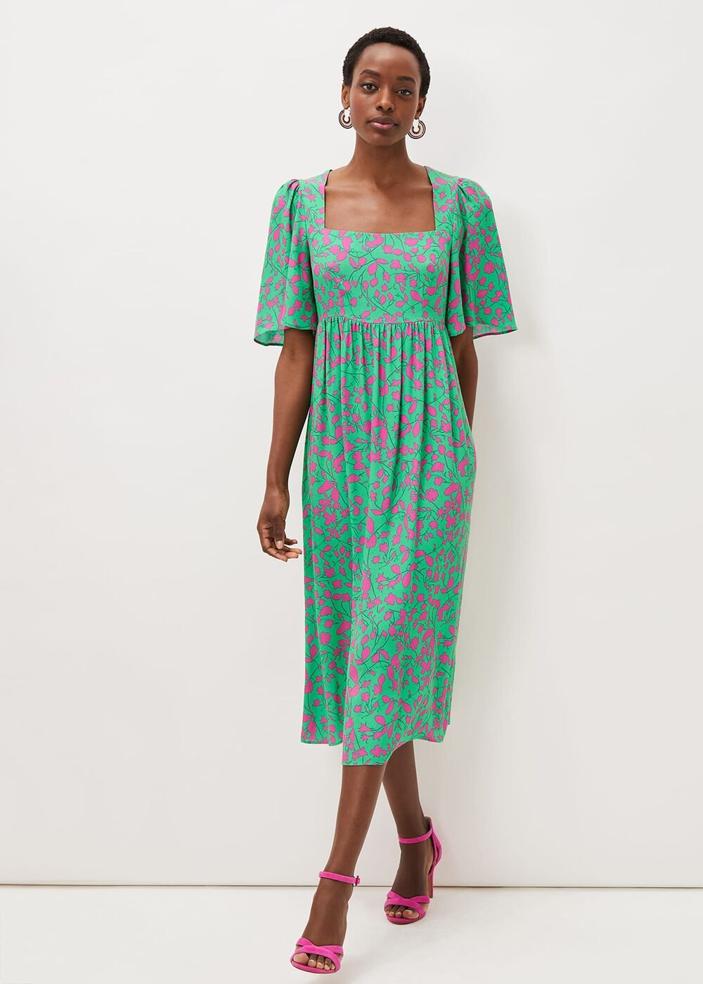 Ayesha Zebra Print Midi Dress - Pink/Green