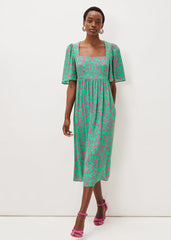 Ayesha Zebra Print Midi Dress - Pink/Green