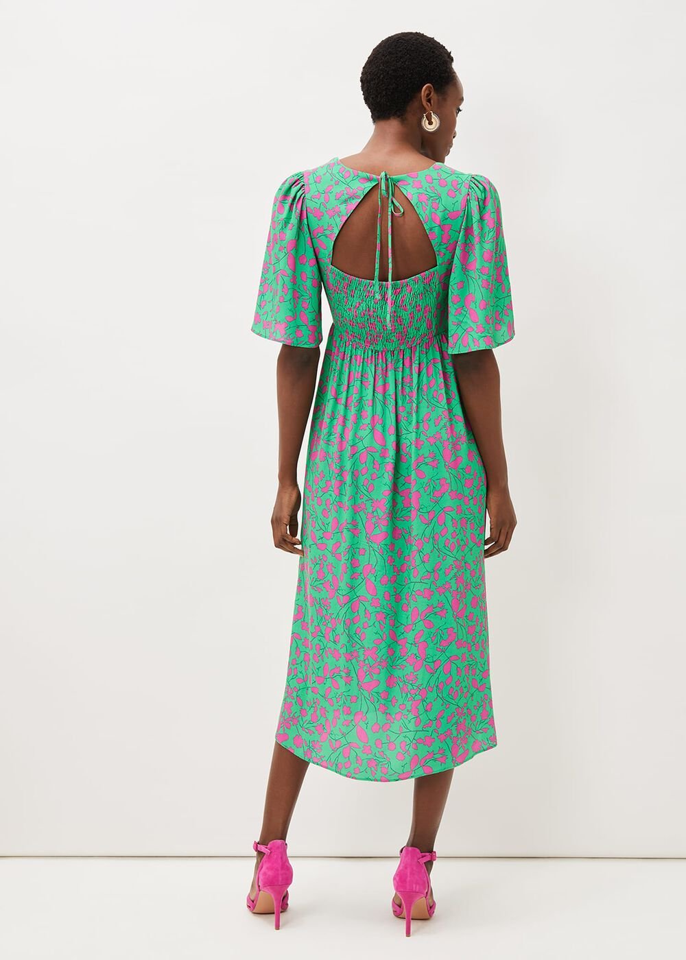 Ayesha Zebra Print Midi Dress - Pink/Green
