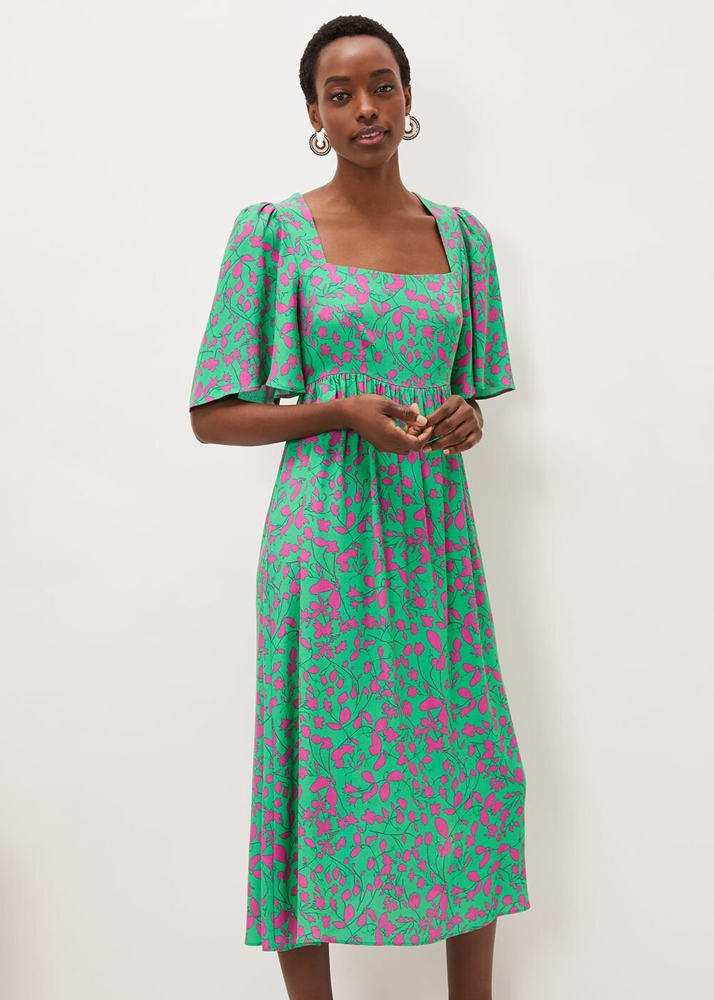 Ayesha Zebra Print Midi Dress - Pink/Green