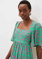 Ayesha Zebra Print Midi Dress - Pink/Green