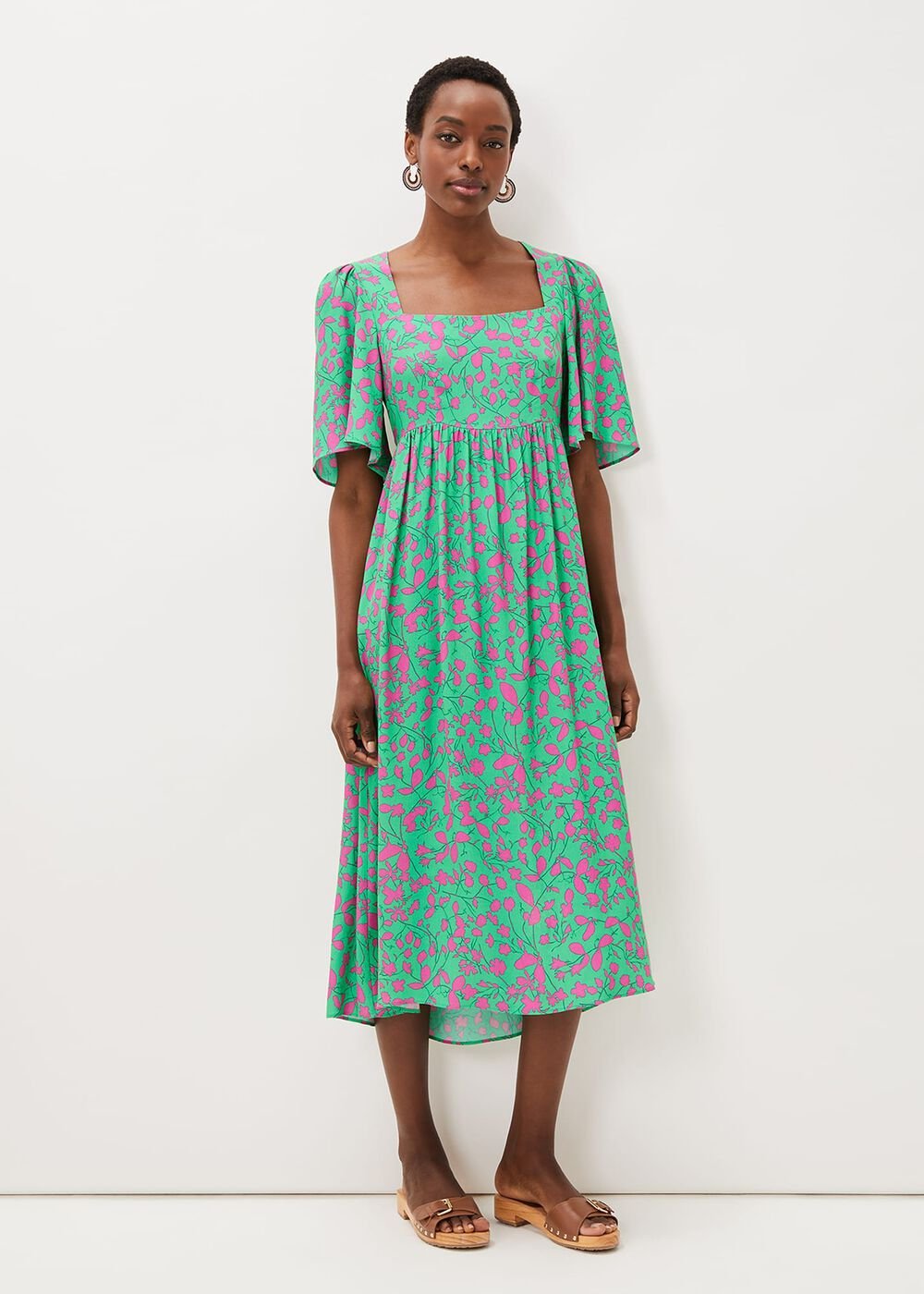 Ayesha Zebra Print Midi Dress - Pink/Green