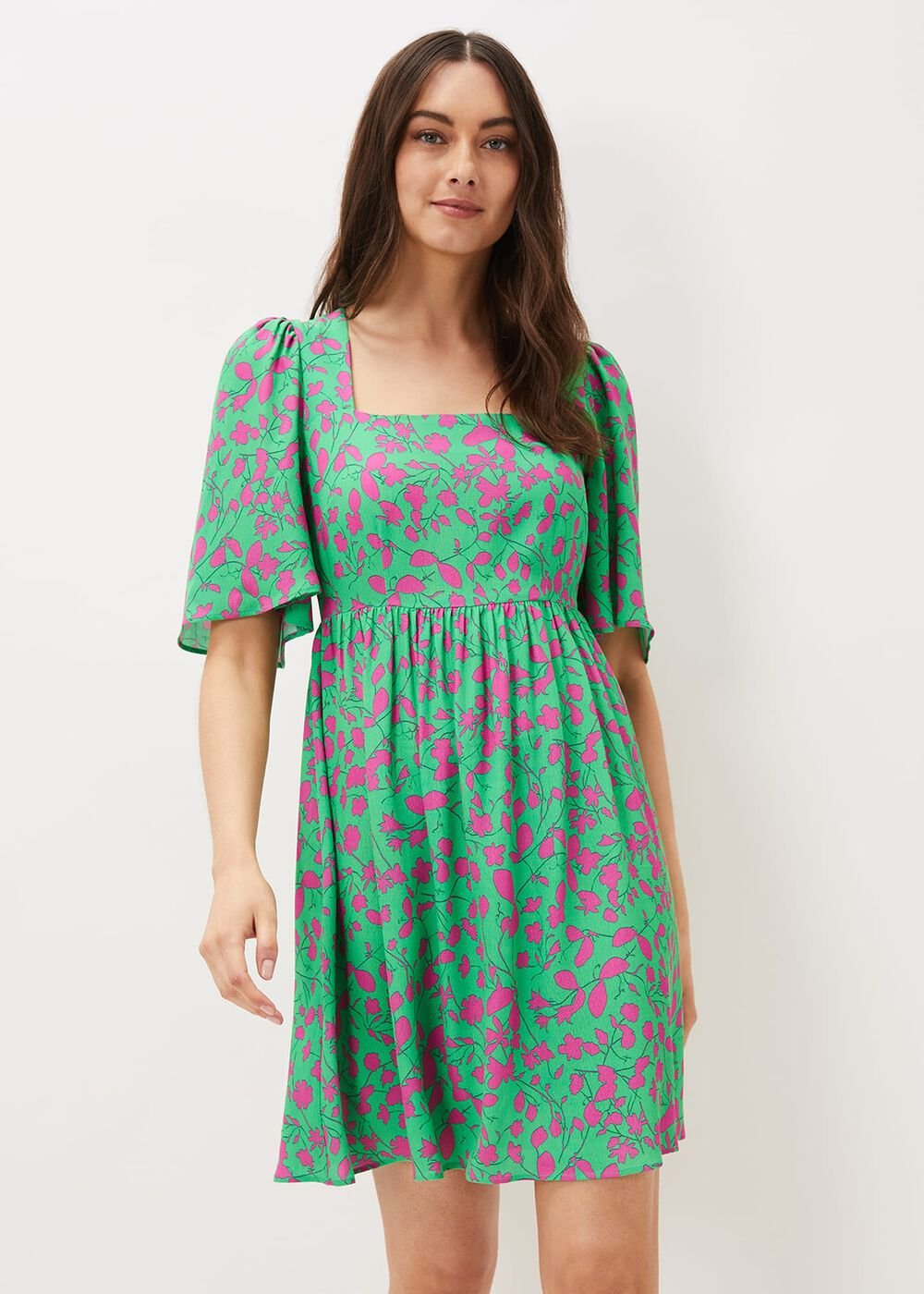 Ayesha Floral Swing Dress - Pink/Green