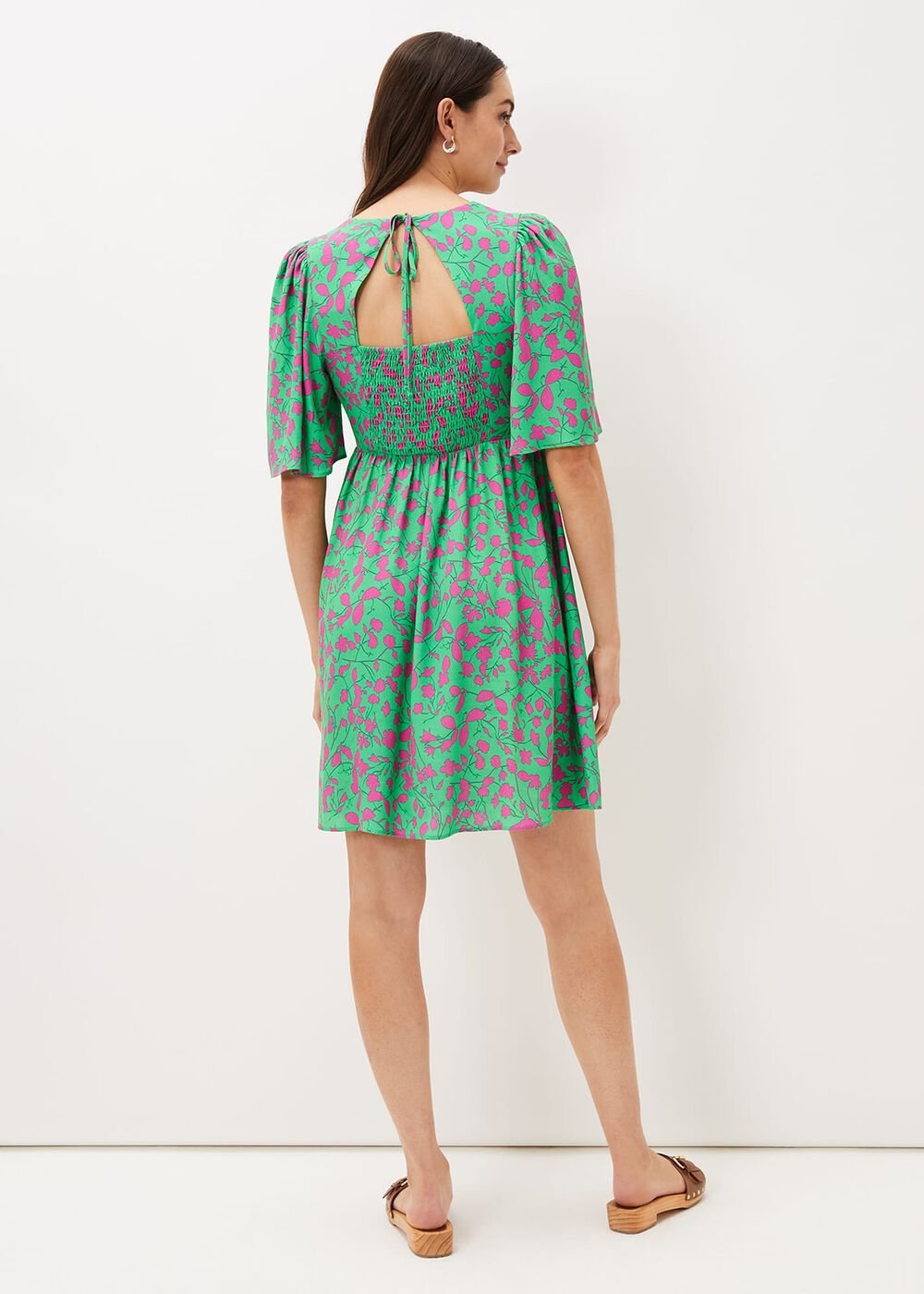 Ayesha Floral Swing Dress - Pink/Green