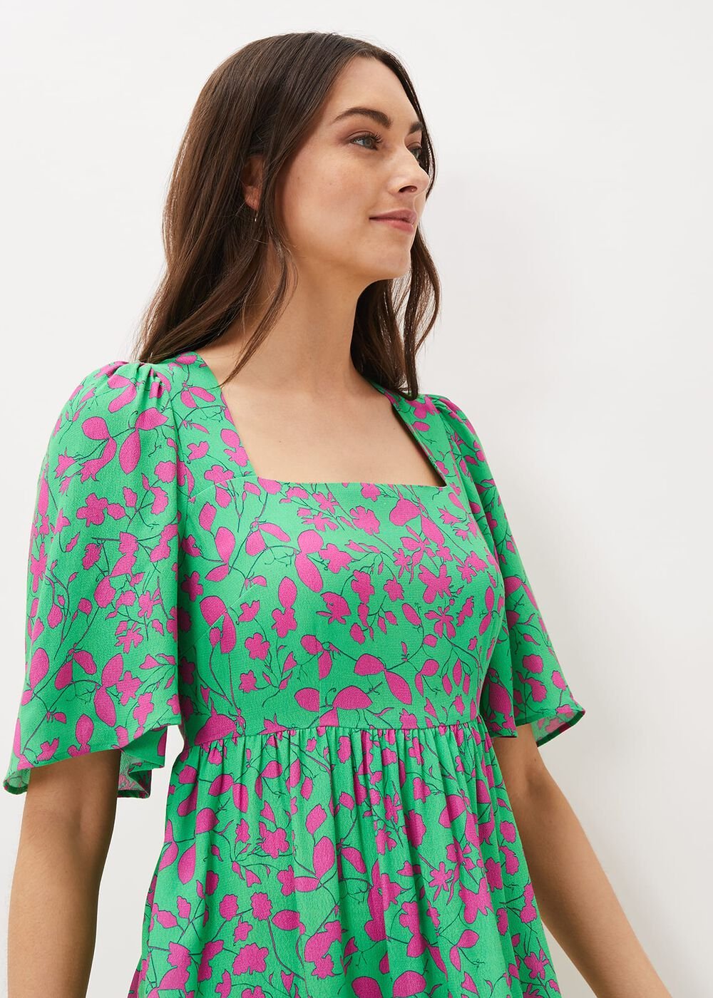 Ayesha Floral Swing Dress - Pink/Green