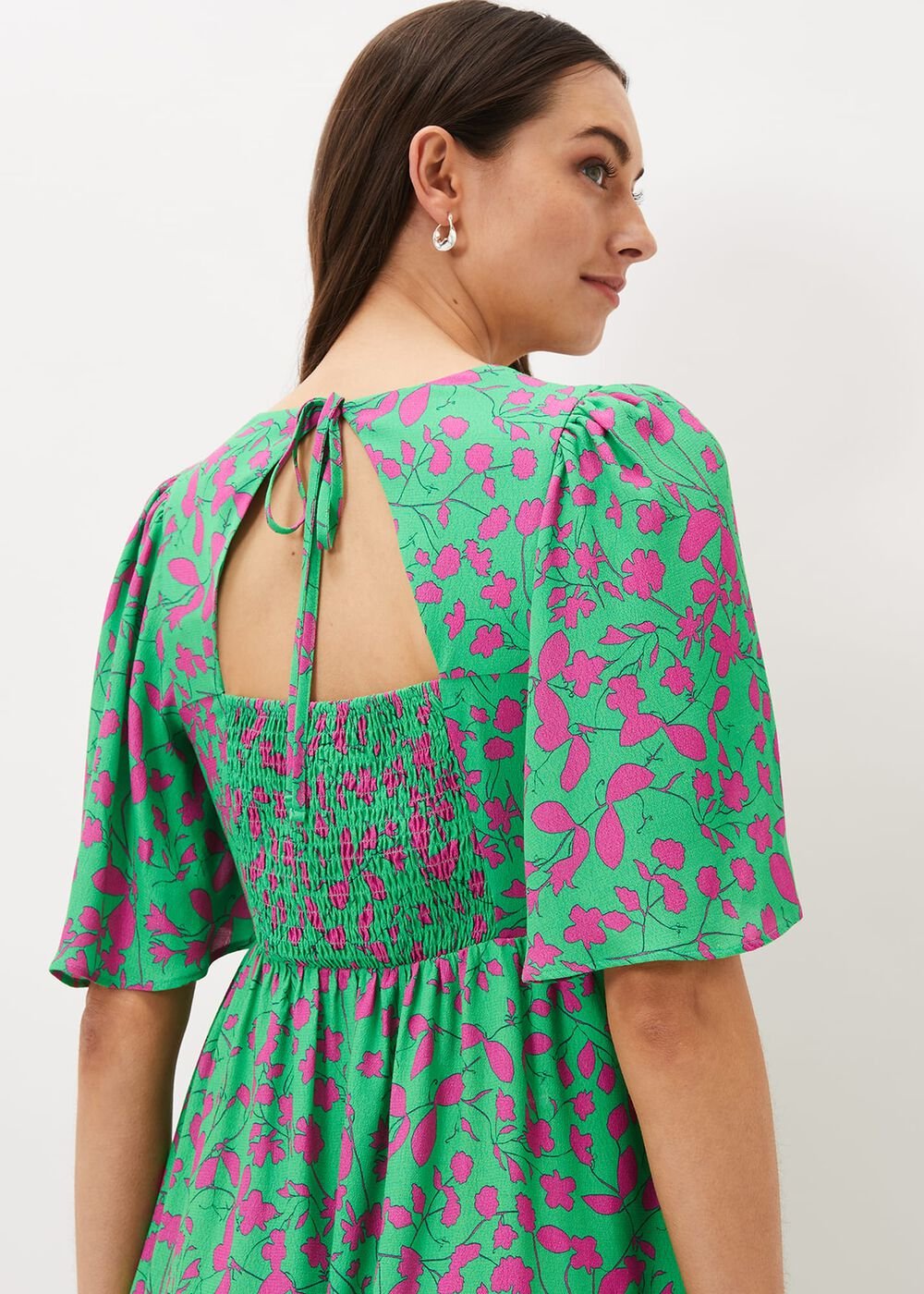 Ayesha Floral Swing Dress - Pink/Green