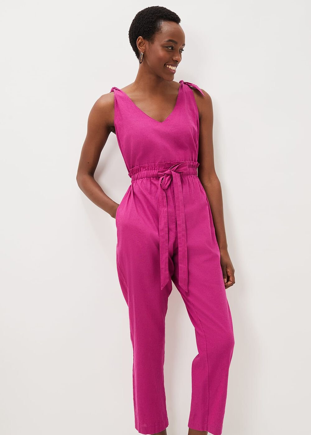 Chessie Linen Tie Jumpsuit - Orchid