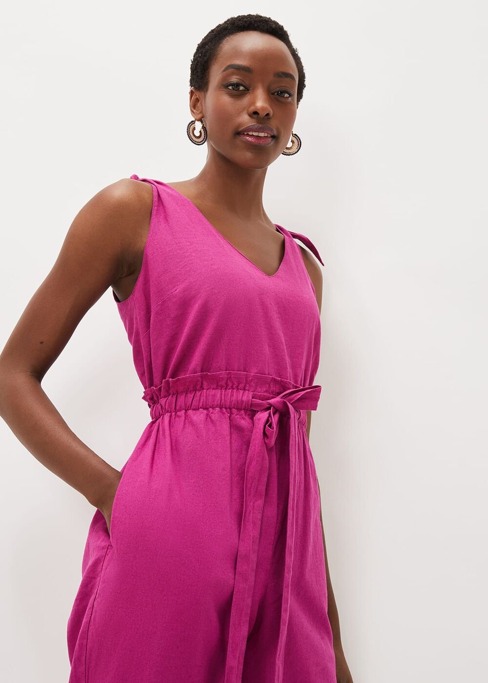 Chessie Linen Tie Jumpsuit - Orchid