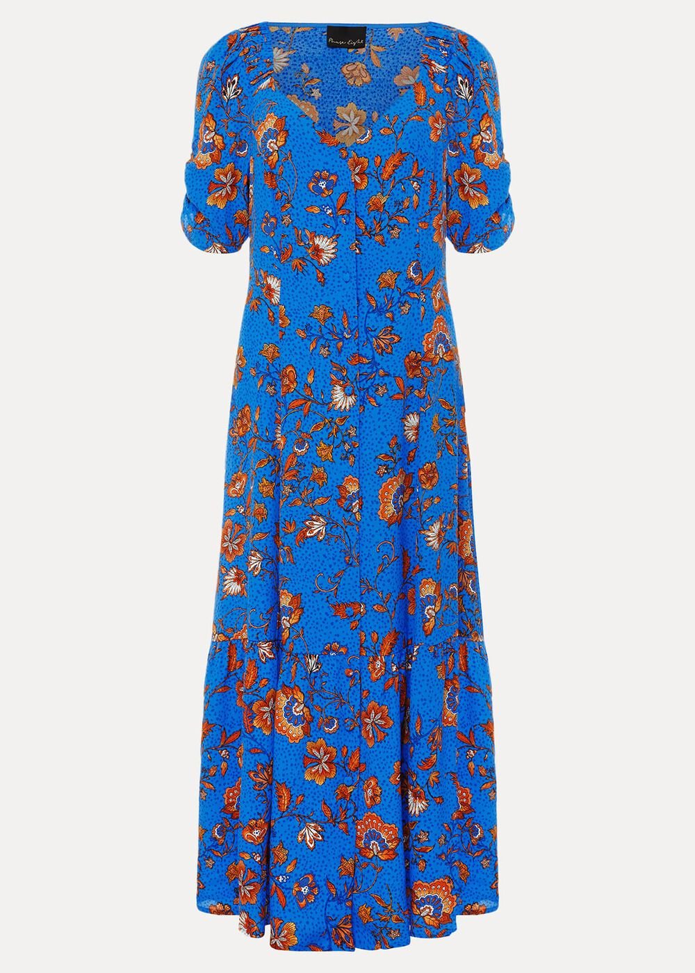 Adriel Paisley Midi Dress - Blues/Orange