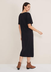 Haden Side Split Midi Dess - Charcoal