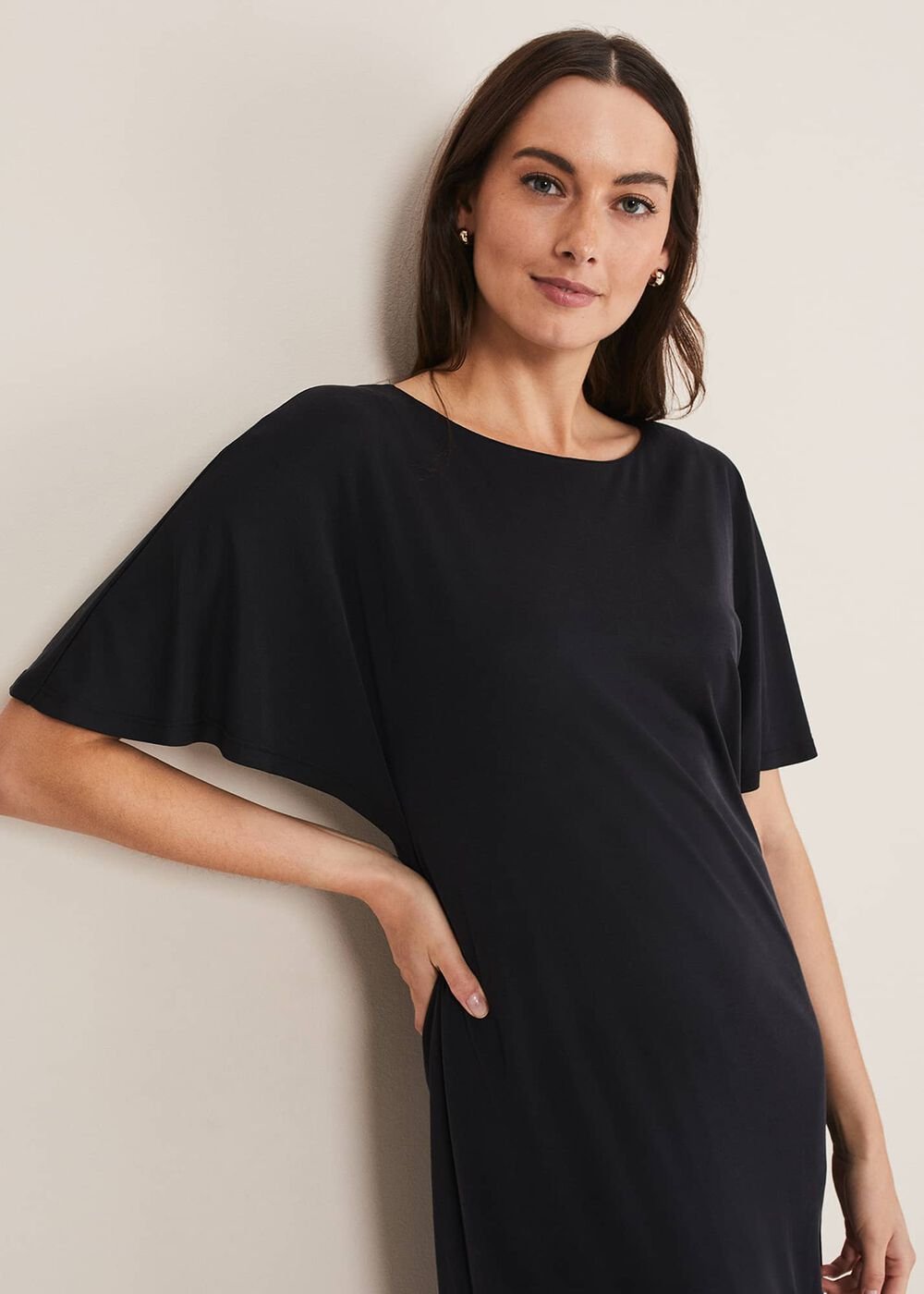 Haden Side Split Midi Dess - Charcoal
