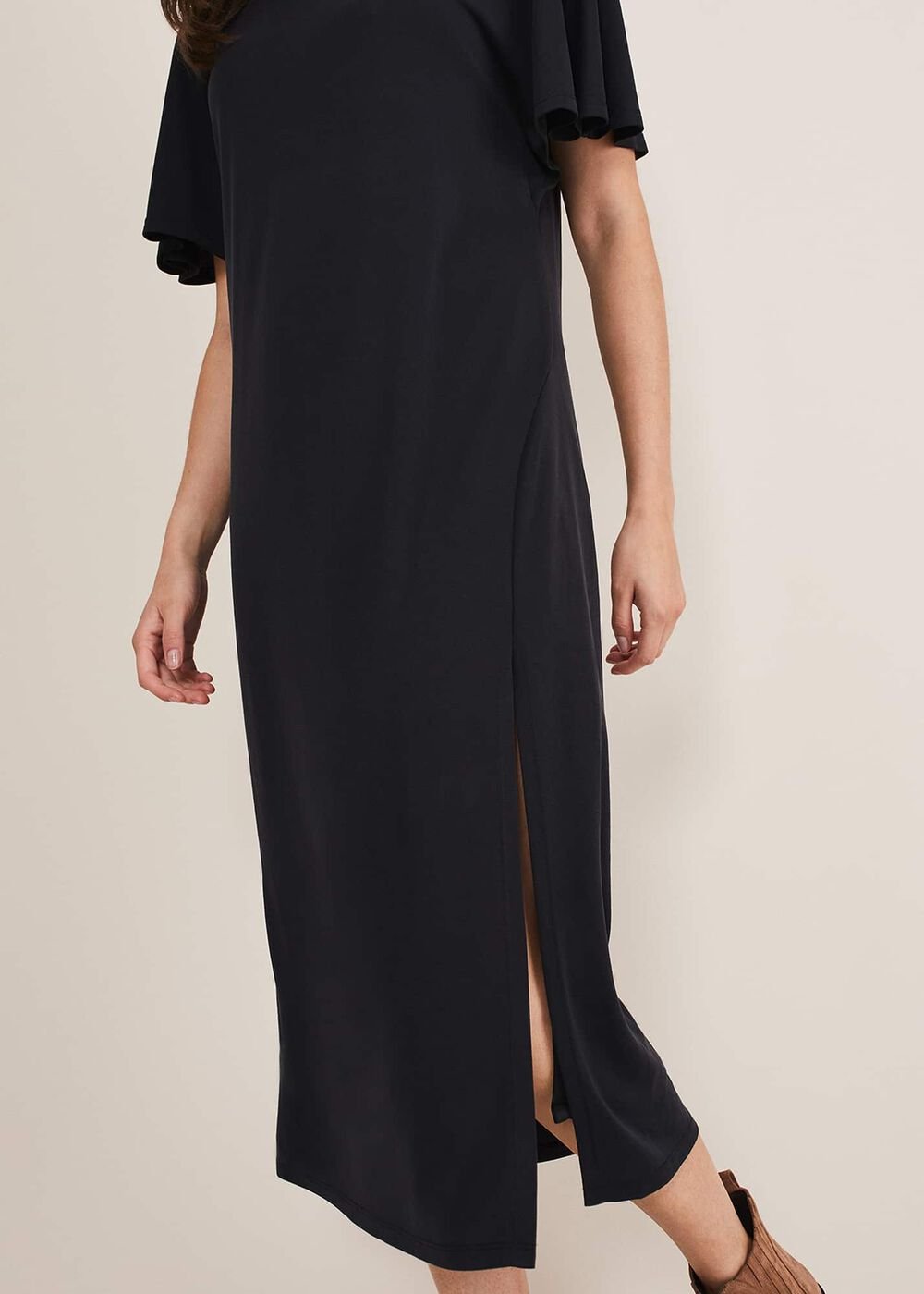 Haden Side Split Midi Dess - Charcoal