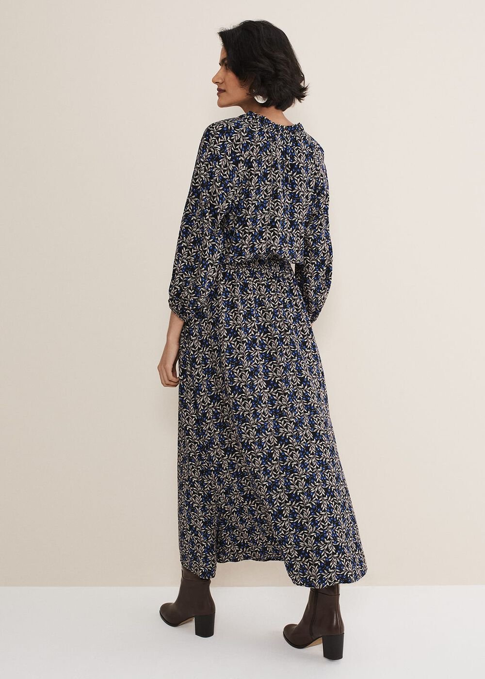 Phillipa Poppy Midi Dress - Navy
