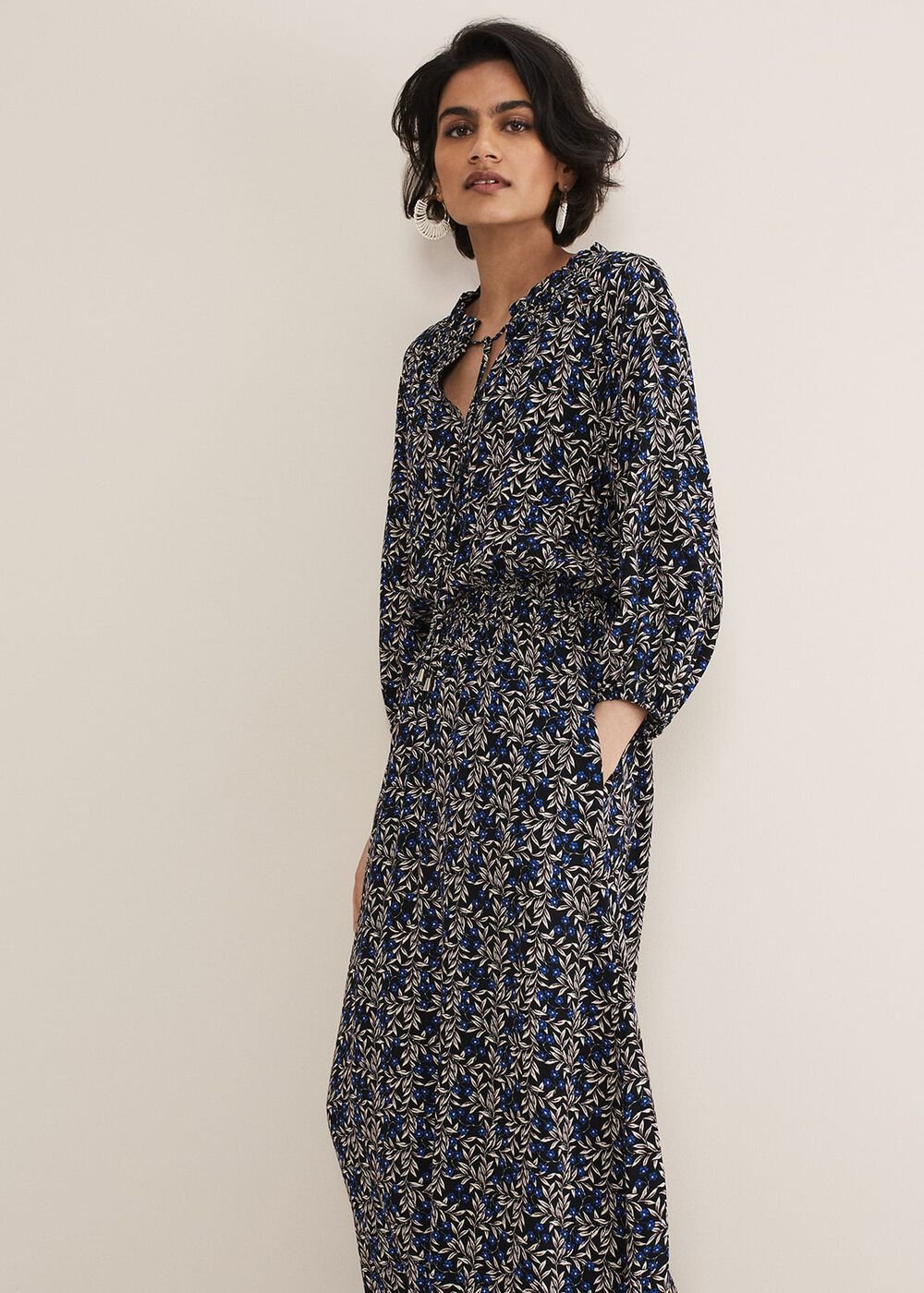 Phillipa Poppy Midi Dress - Navy