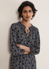 Phillipa Poppy Midi Dress - Navy