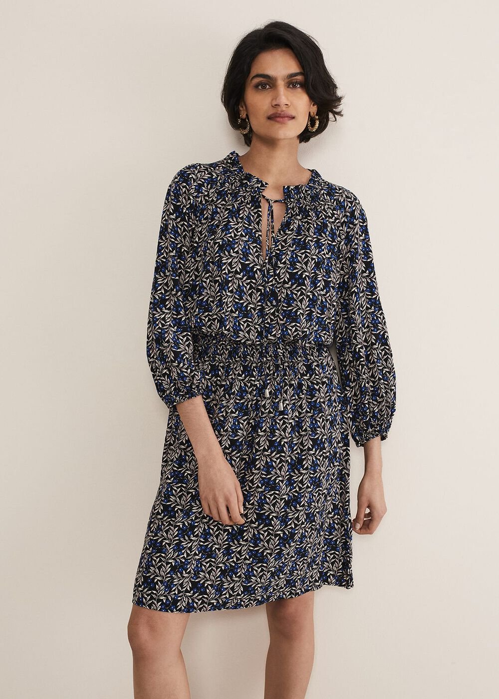 Phillipa Floral Swing Dress - Navy