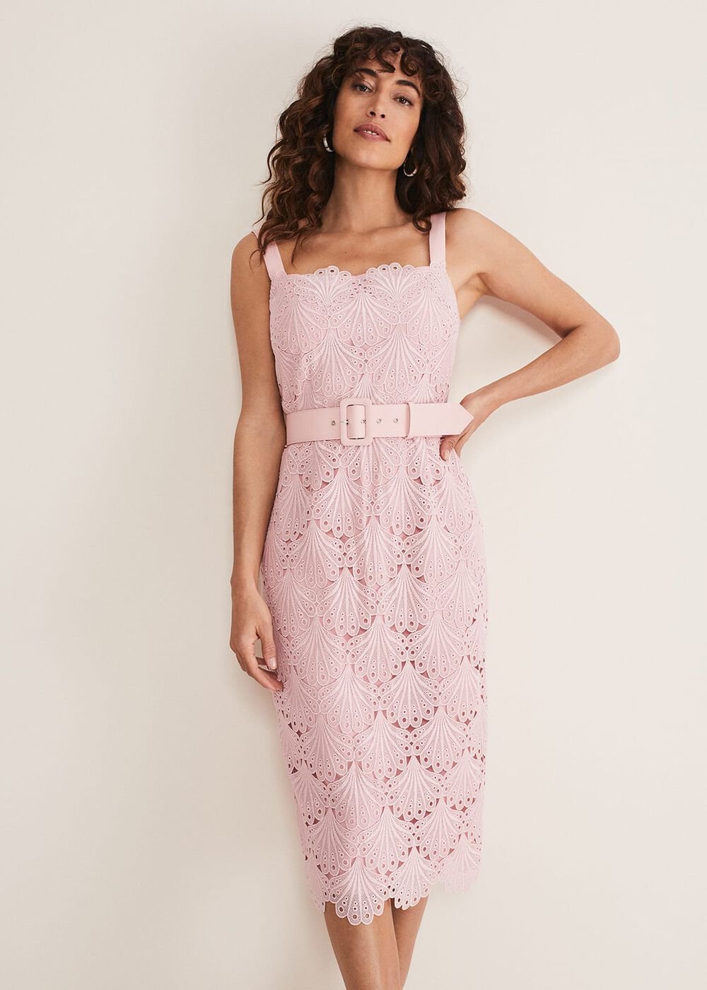 Carrie Midi Lace Dress - Clay
