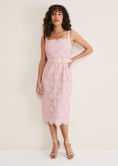 Carrie Midi Lace Dress - Clay
