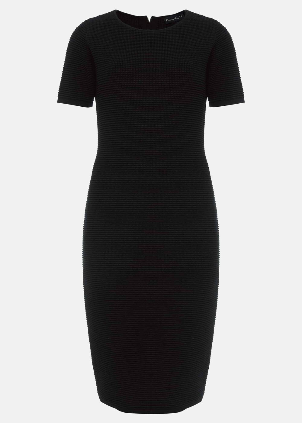Elsa Ribbed Short Sleeve T-Shirt Dress - Black