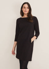Lenia Check Dress - Black/Pewter