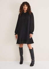 April Pleat Dress - Black