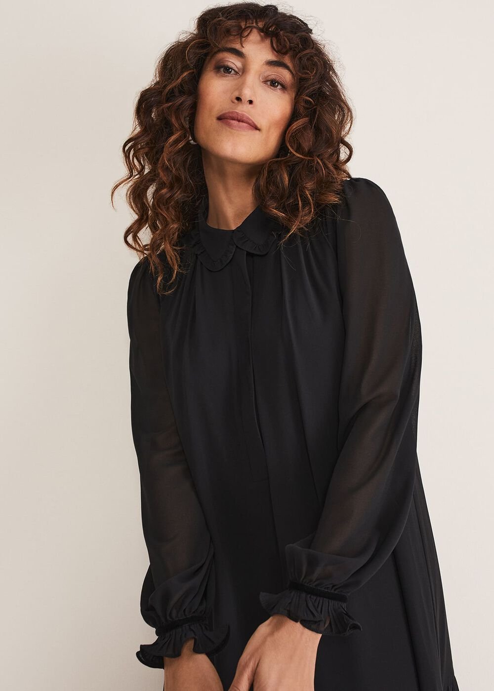 April Pleat Dress - Black