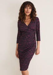 Nieve Leopard Print Dress - Black/Purple