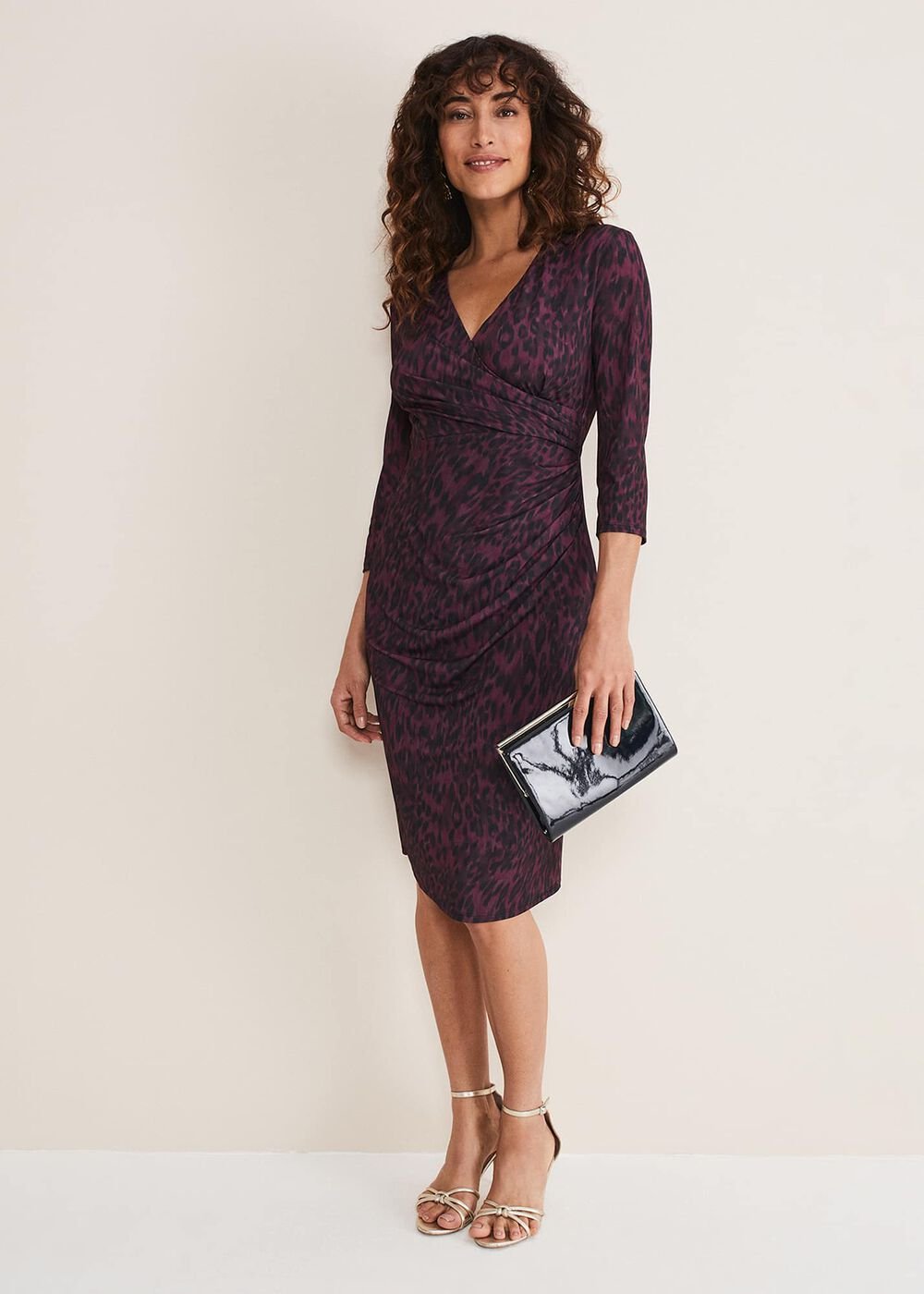 Nieve Leopard Print Dress - Black/Purple