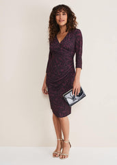 Nieve Leopard Print Dress - Black/Purple