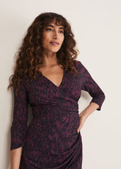 Nieve Leopard Print Dress - Black/Purple