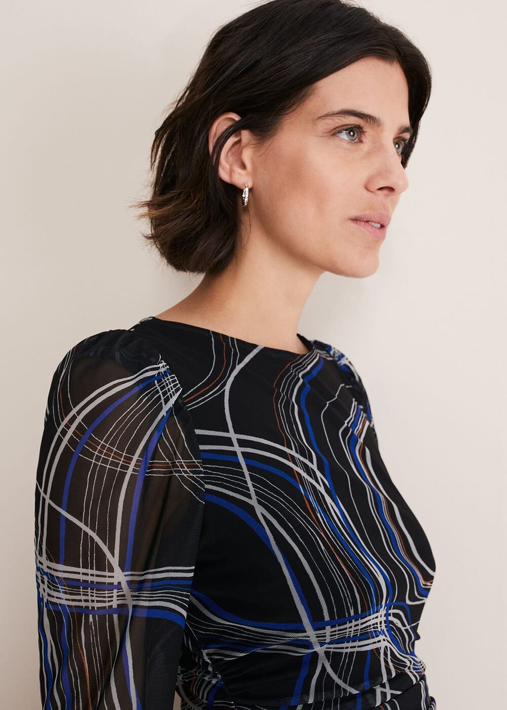 Gizelle Swirl Long Sleeved Dress - Cobalt/Black